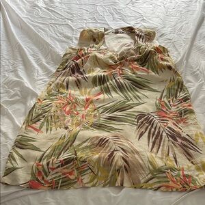 J Jill linen Tropical Print Sleeveless Sundress in Cream & Green